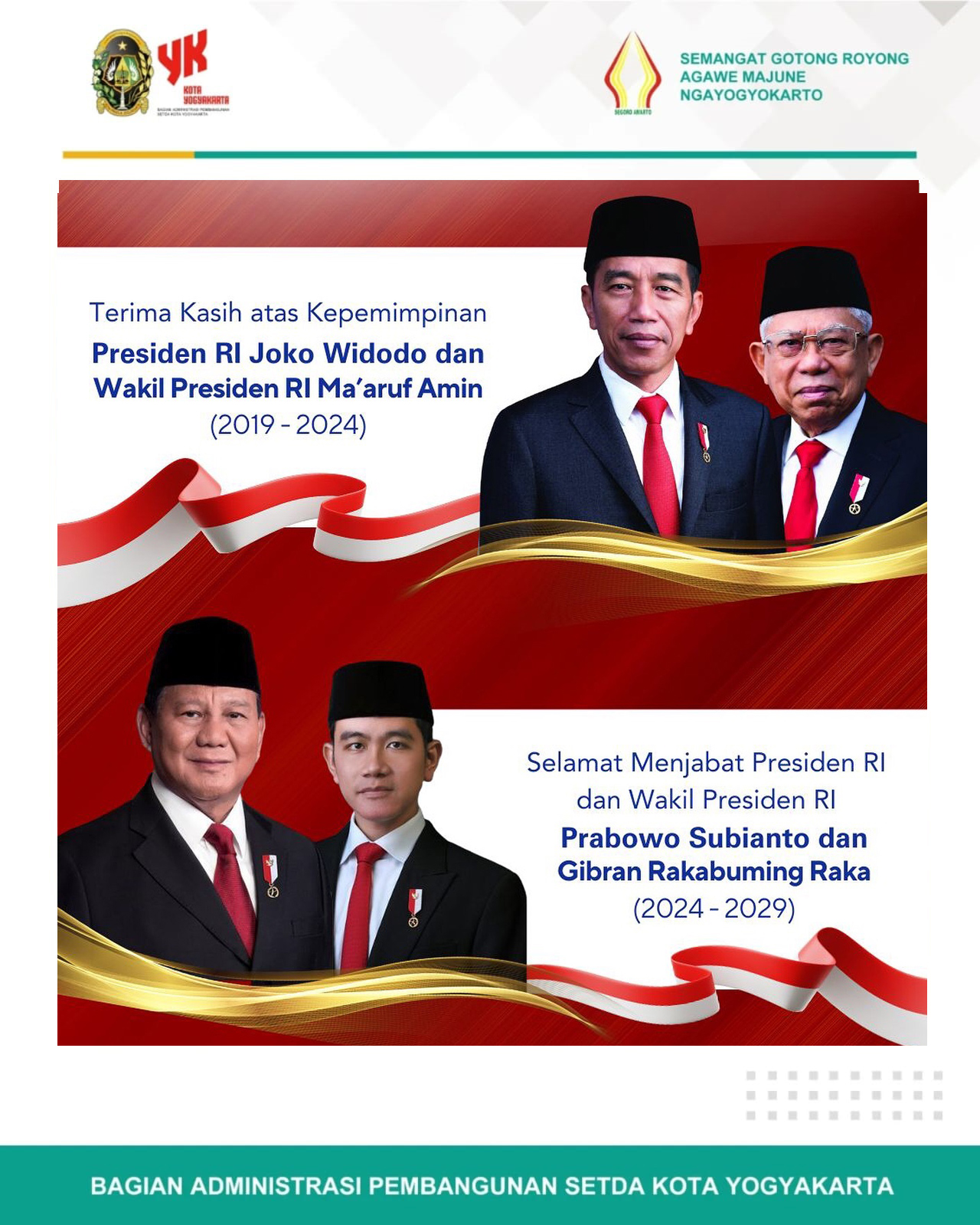 Selamat atas Pelantikan Presiden dan Wakil Presiden RI: Bersama Menuju Indonesia Emas 2045